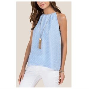 Francesca’s Anna High Neck Swiss Dot Top